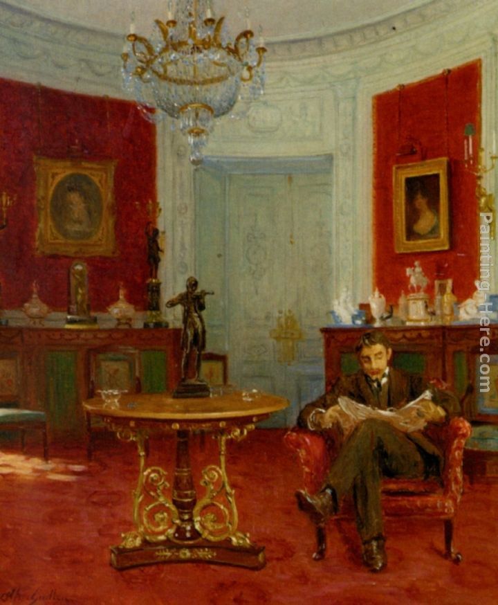 Alfred Guillou Self Portrait in an Interior